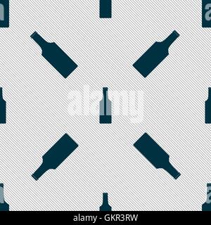 bottle icon sign. Seamless pattern with geometric texture. Vector Stock Vector
