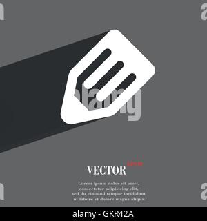 pencil icon symbol Flat modern web design with long shadow and space for your text. Vector Stock Vector