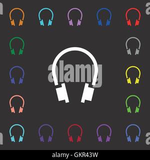 headsets icon sign. Lots of colorful symbols for your design. Vector Stock Vector