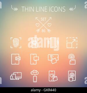 Technology thin line icon set Stock Vector