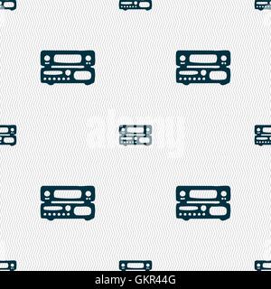 radio, receiver, amplifier icon sign. Seamless pattern with geometric texture. Vector Stock Vector