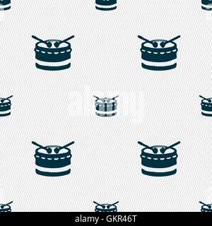 drum icon sign. Seamless pattern with geometric texture. Vector Stock Vector