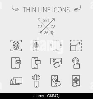 Technology thin line icon set Stock Vector