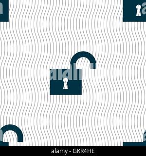 open lock icon sign. Seamless pattern with geometric texture. Vector Stock Vector