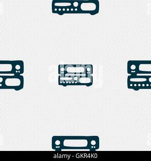 radio, receiver, amplifier icon sign. Seamless pattern with geometric texture. Vector Stock Vector