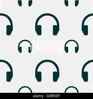 headsets icon sign. Seamless pattern with geometric texture. Vector Stock Vector