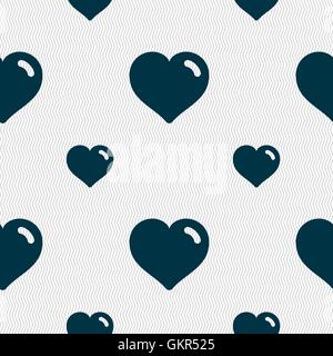 Heart, Love icon sign. Seamless pattern with geometric texture. Vector Stock Vector