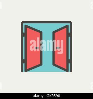 Two doors thin line icon Stock Vector