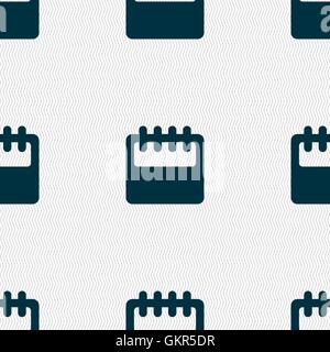 Notepad, calendar icon sign. Seamless pattern with geometric texture. Vector Stock Vector