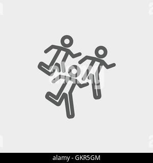 Marathon runners thin line icon Stock Vector