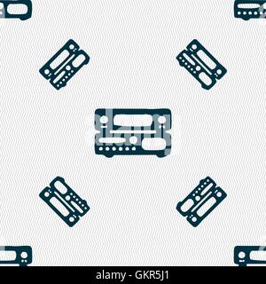 radio, receiver, amplifier icon sign. Seamless pattern with geometric texture. Vector Stock Vector