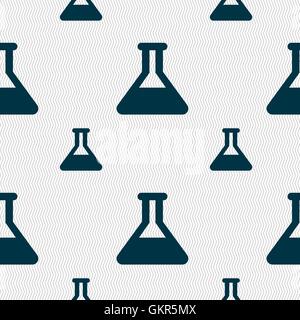 Conical Flask icon sign. Seamless pattern with geometric texture. Vector Stock Vector