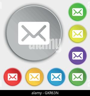 Mail, envelope, letter icon sign. Symbol on five flat buttons. Vector Stock Vector