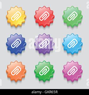 icon sign. symbol on nine wavy colourful buttons. Vector Stock Vector