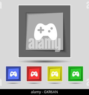 Joystick icon sign on the original five colored buttons. Vector Stock Vector