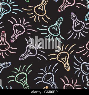 color bulbs, sketch, seamless pattern Stock Vector