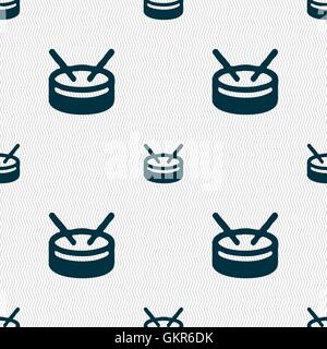 drum icon sign. Seamless pattern with geometric texture. Vector Stock Vector