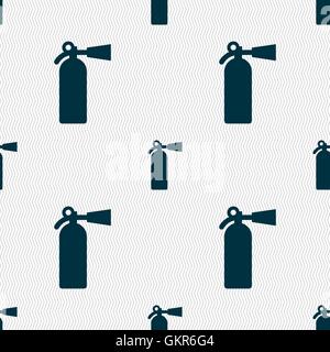 fire extinguisher icon sign. Seamless pattern with geometric texture. Vector Stock Vector