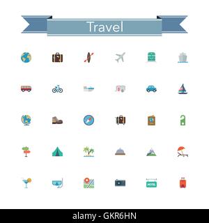 Travel Flat Icons Stock Vector