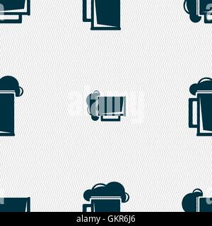 glass of beer icon sign. Seamless pattern with geometric texture. Vector Stock Vector
