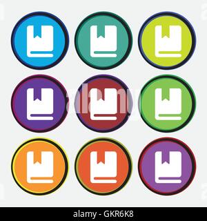 bookmark icon sign. Nine multi colored round buttons. Vector Stock Vector