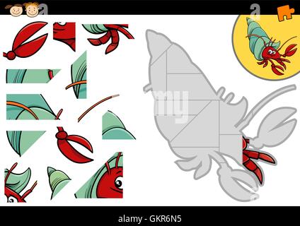 cartoon hermit crab jigsaw game Stock Vector