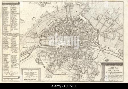 'Le Plan de la Ville, Cite, et Universite de Paris…'. City plan. DE FER 1705 map Stock Photo