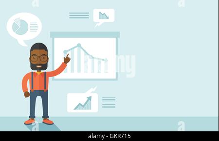 Finance officer showing a finance chart. Stock Vector