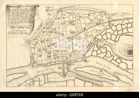 Rouen. Plan of town/city & fortifications. Seine-Maritime. DE FER, 1705 map Stock Photo