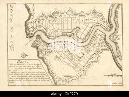 Brest. Plan of town/city & fortifications. Finistère. DE FER, 1705 antique map Stock Photo