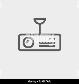 Vintage radio with analog dials and antenna thin line icon Stock Vector