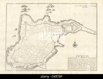 'St. Malo'. Saint-Malo town/city plan. Ille-et-Vilaine. DE FER, 1705 old map Stock Photo