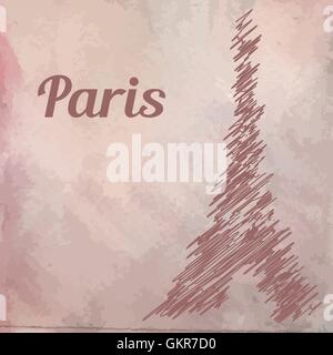 Tower Eiffel with Paris lettering. Vector illustration Stock Vector