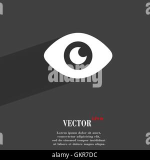 Eye, Publish content icon symbol Flat modern web design with long shadow and space for your text. Vector Stock Vector