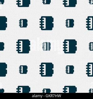 Notepad, calendar icon sign. Seamless pattern with geometric texture. Vector Stock Vector