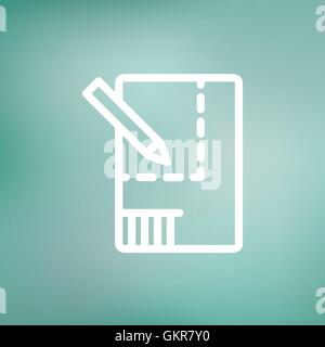 Paper and pencil house sketching thin line icon Stock Vector