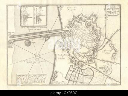 'Donquerque'. Dunkerque Dunkirk. Fortified town/city plan. Nord. DE FER 1705 map Stock Photo