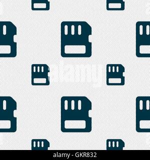 compact memory card icon sign. Seamless pattern with geometric texture. Vector Stock Vector