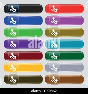 retro telephone handset  icon sign. Big set of 16 colorful modern buttons for your design. Vector Stock Vector