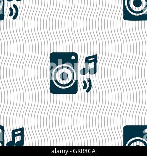 music column, disco, music, melody, speaker icon sign. Seamless pattern with geometric texture. Vector Stock Vector