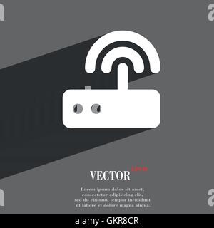 Wi fi router icon symbol Flat modern web design with long shadow and space for your text. Vector Stock Vector