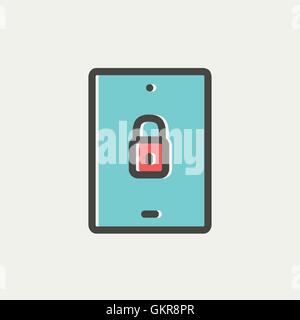 Smartphone security thin line icon Stock Vector