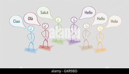 hello in many languages Stock Vector