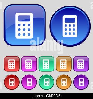 Calculator, Bookkeeping icon sign. A set of twelve vintage buttons for your design. Vector Stock Vector