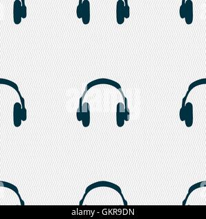 headsets icon sign. Seamless pattern with geometric texture. Vector Stock Vector