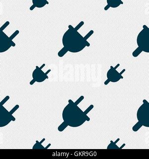 Electric plug, Power energy icon sign. Seamless pattern with geometric texture. Vector Stock Vector