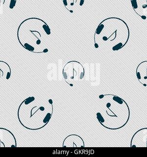 headsets icon sign. Seamless pattern with geometric texture. Vector Stock Vector