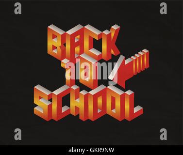Isometric Back to School quote background Stock Vector