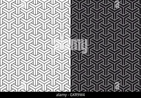 Isometric 3d seamless pattern background set Stock Vector