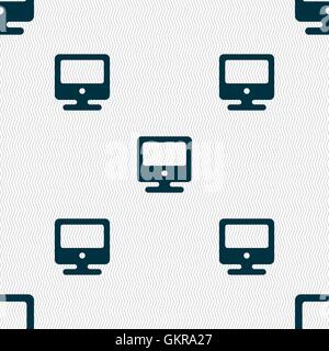 monitor icon sign. Seamless pattern with geometric texture. Vector Stock Vector